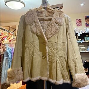 Leather Rabbit Fur Jacket